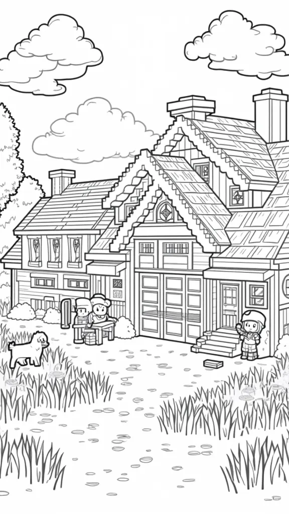 minecraft village coloring pages